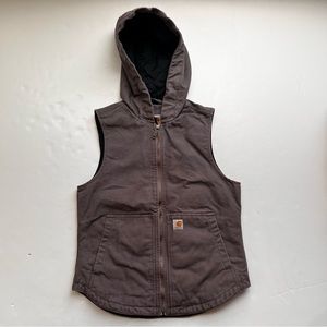 WOMENS CARHARTT WORK WEAR HOODED ZIP UP VEST JACKET OUTDOORS COAT HOODIE